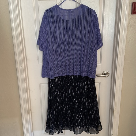 Studio I Women’s Petite Purple and Navy Two-Piece Dress Set 18WP - Picture 3 of 4